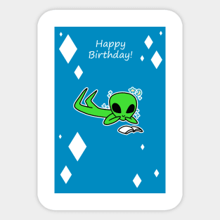 Happy Birthday - Reading Alien Sticker